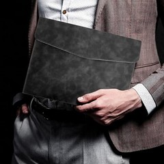 Resume Folder, Leather File Folder File Folders Travel Document Holder A4 Black