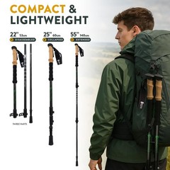 Lightweight Carbon Fiber Trekking Poles – Collapsible Hiking Sticks with Cork Gr