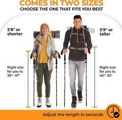 Lightweight Adjustable Trekking Poles with Quick Locks, 2 Pack