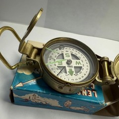 Vintage Luminescent Lensatic Compass Model 14-829 WITH ORGINAL BOX Clean!