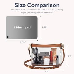 Clear Bag for Stadium Events, Clear Purse for Women Brown
