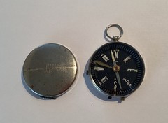 Vintage D Detroit Tigers Engraved Metal Compass Japan Pocket Watch Style