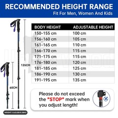 Collapsible Trekking Poles for Hiking 2 Pack – Adjustable Aluminum Hiking Pol…