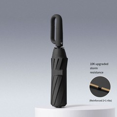 Auto Open Close Umbrella with 10 Reinforced Ribs and Hook for Carrying