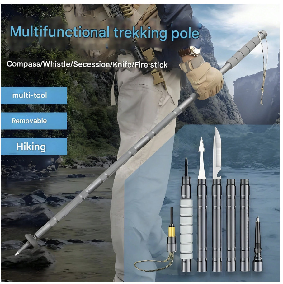 Multi Trekking Poles, Telescopic Folding Trekking Poles With Quick Twist Lock Sy