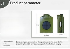 Multi Functional Military Aiming Navigation Compass Portable with Fluorescence