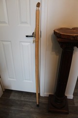 Custom Made Pecan Wood Walking Hiking Stick with Carved Antler Morel Topper