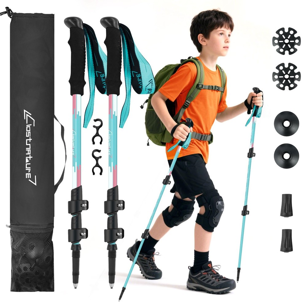 Kids Trekking Poles for Hiking – Collapsible Lightweight Hiking Poles, 2 Pack…