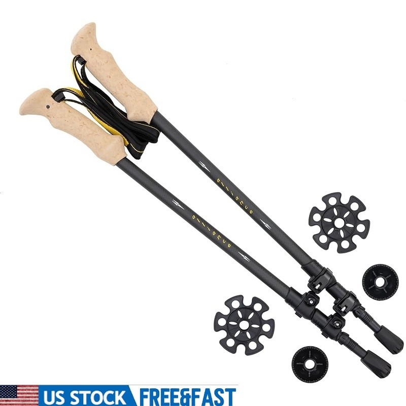 Lightweight Carbon Fiber Aluminum Trekking Poles Fast Locking EVA Grip Set New