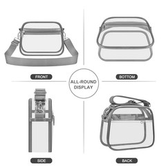 Clear Bag for Stadium Events Clear Sports Fan Handbags Purses with Large Grey
