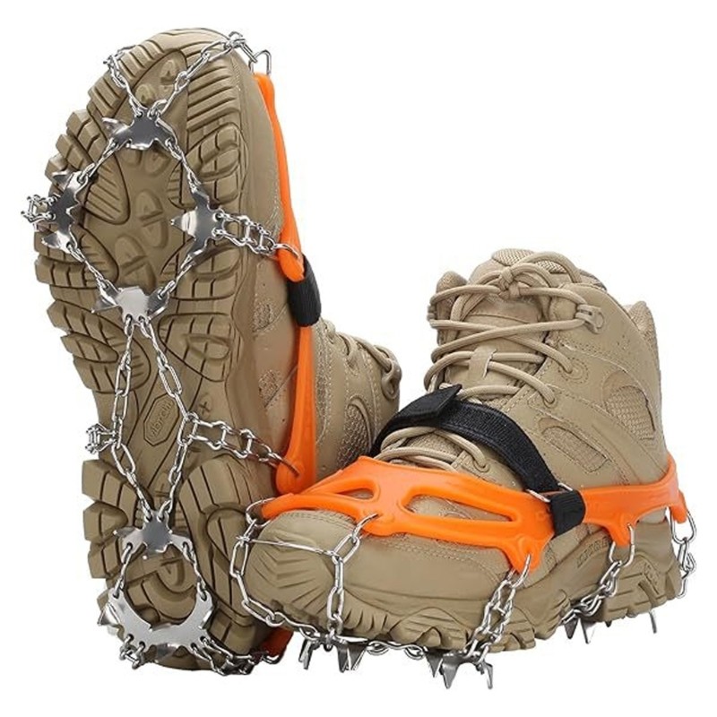 18/19 Teeth Ice Grippers Spikes Outdoor Winter Snow Spikes Crampons Cleats