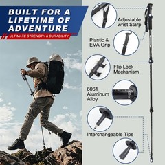 2X Trekking Poles Nordic Hiking Walking Sticks Adjustable Anti-shock Alpenstock