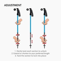Compact 3 Trekking Poles – 5.6 oz Ultralight, Backpacking, Blue / EVA Cork