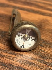 Vintage TRU-NORD Brass Clip On Compass V.E. Budlong Brainerd MN Working Order