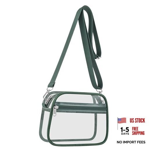 Clear Bag for Stadium Events Clear Sports Fan Handbags Small Forest Green