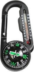 Carabiner Compass W/ Thermometer 4 x 3.5 inches Black Handheld Navigation Tool