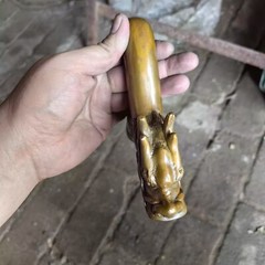 Solid Brass Chinese Dragon Head Statue Walking Stick Cane Handle Top Topper