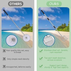 Beachcombing Beach Sand Scoop Adjustable Handle Anti-slip Grip For Sea Glass