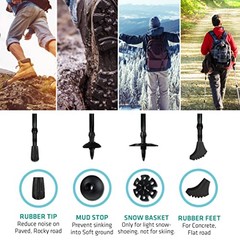 Trekking Pole Tips and Baskets Set – Rubber 2 Tips + 2 Boot + 2 Mud + 2 Snow