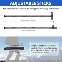 Tactical Hiking Stick 5 Section Heavy Duty Walking Staff Aluminum Alloy