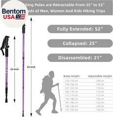 Hiking Trekking Poles, 2 Pack Collapsible, Lightweight, anti Shock, Walking Stic