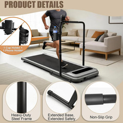 Adjustable 21.3″ Wide Handle Bar for Walking Pad with Cup & Phone Holder