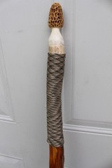 Custom Made Diamond Willow Walking Hiking Stick with Carved Antler Morel Topper