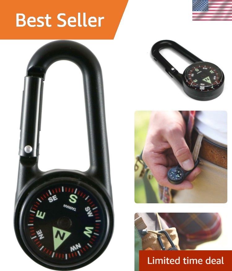 Compact & Durable Carabiner Compass with Luminous Markers for Night Adventures