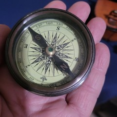 Pocket Wanderer’s Compass. With Case And Tag
