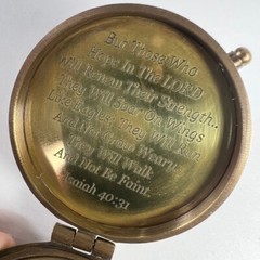 Brass Pocket Compass Directional Magnetic Eagle Engraved Scripture Isaiah 40:31