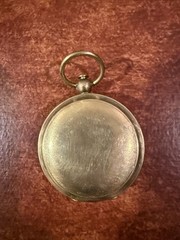 vintage brass pocket compass with hinged lid and keyring ￼