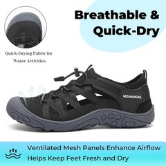Women’s Hiking Sandals Closed Toe, Lightweight Breathable Water 6.5 Black