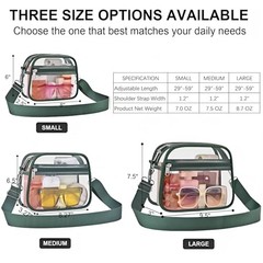 Clear Bag for Stadium Events Clear Sports Fan Handbags Medium Forest Green