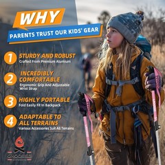 Lightweight Collapsible Kids Hiking Poles – Retractable Kids Hiking Stick,