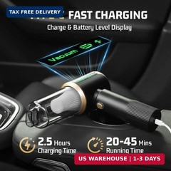 Cordless Car Vacuum Cleaner: Handheld Vacuum with 𝟏𝟔𝟎𝟎𝟎𝐏𝐚 Strong Suction,