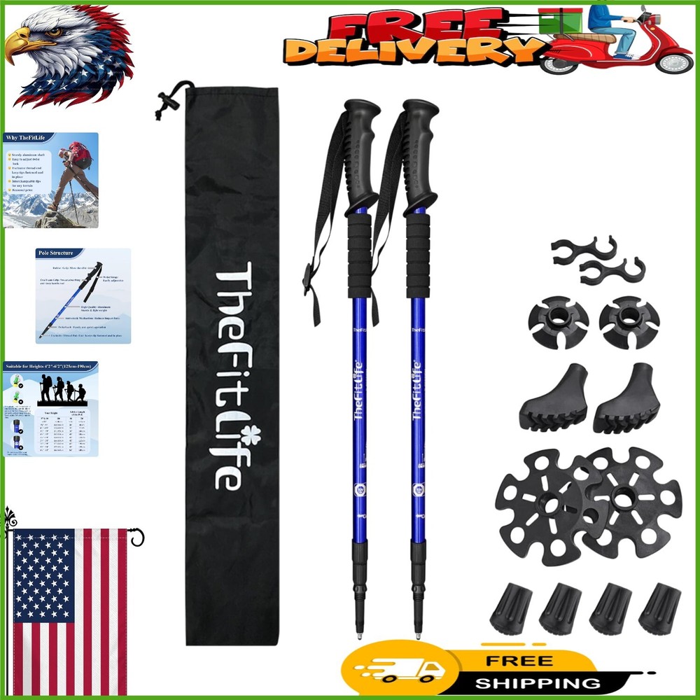 Comfort Grip Nordic Walking Trekking Poles – 73 Inch Max Height, Packable Design