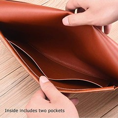 PU Leather File Folder Document Holder Envelope Folder Case with Snap A4 Brown