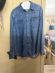 STETSON COWBOY WESTERN RETRO DENIM SHIRT W/ BLACK PEARL SNAPS – MEN’S XL