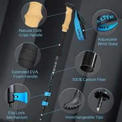 Carbon Fiber Trekking Poles – Collapsible & Telescopic Walking Sticks W/ Natural