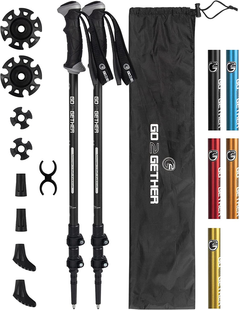 Aluminum Trekking Poles – Quick Adjustable Locks, Comfort Handle, Padded Strap,