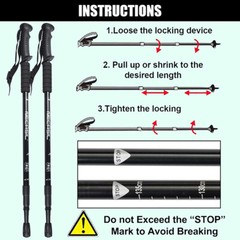 2X Trekking Poles Nordic Walking Sticks Adjustable Anti-shock Hiking Alpenstock