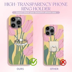 Transparent Phone Ring Holder 2 Pcs, Clear Cell Phone Ring 2 Silver Diamond