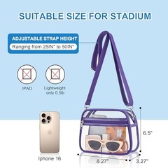 Clear Bag for Stadium Events – Stadium Approved Mini Clear Purse, Small Purple