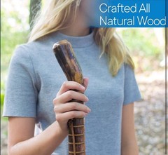 RMS Nature Wood Walking Stick – Wooden Hiking Stick and Trekking Pole with Leath