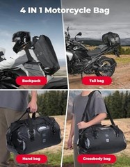 Waterproof Motorcycle Dry Bag – Duffle Tail Bag Soft Luggage, 65L Black