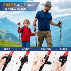Lightweight Collapsible Trekking Poles for Hiking – 2 Pack Adjustable Hiking …