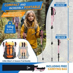 Lightweight Collapsible Kids Hiking Poles – Retractable Kids Hiking Stick,