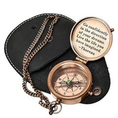 Thoreau’s Go Confidently Engraved Compass – Graduation Gift for Him, Cool High