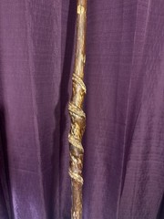 Hand Carved Wooden Walking Stick Staff Rustic Spiral Grip Hiking Cane Primitive