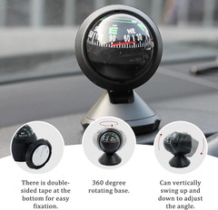 Car Compass Ball, Dash Mount Adjustable Compass Ball with Bottom Stick, Navigati